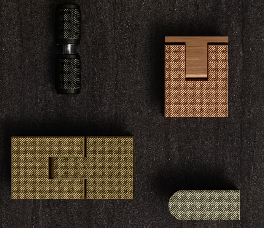 Glass hardware in different finishes
